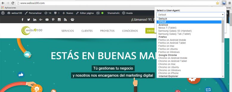 Extensiones de Chrome: User Agent Switcher
