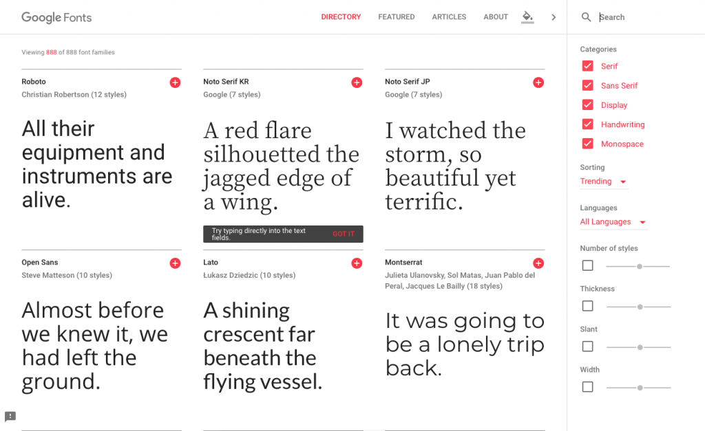 google fonts